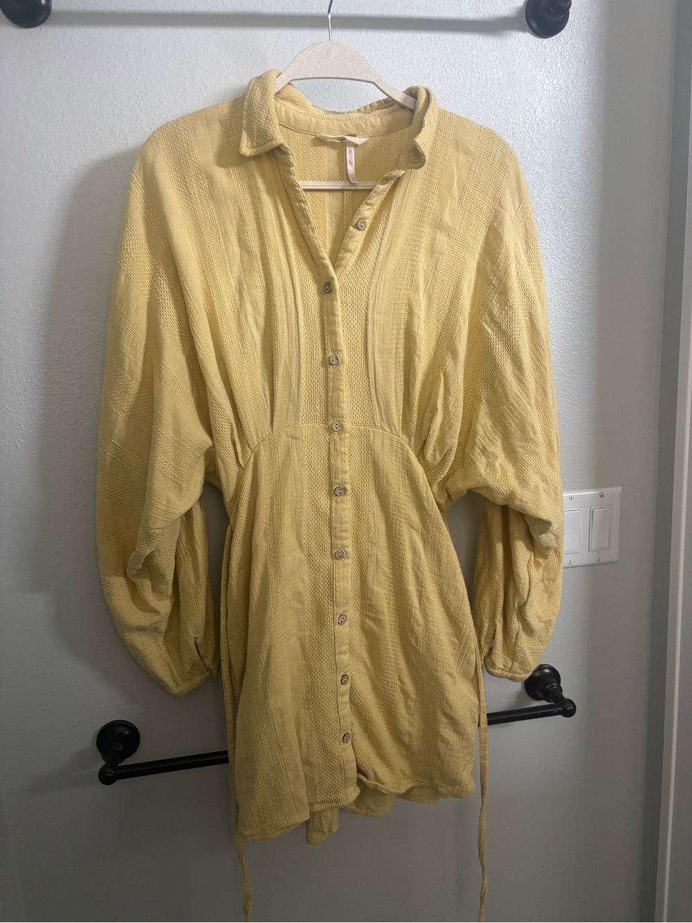 Yellow Button-Front Free People Mini Dress - Picture 1 of 1